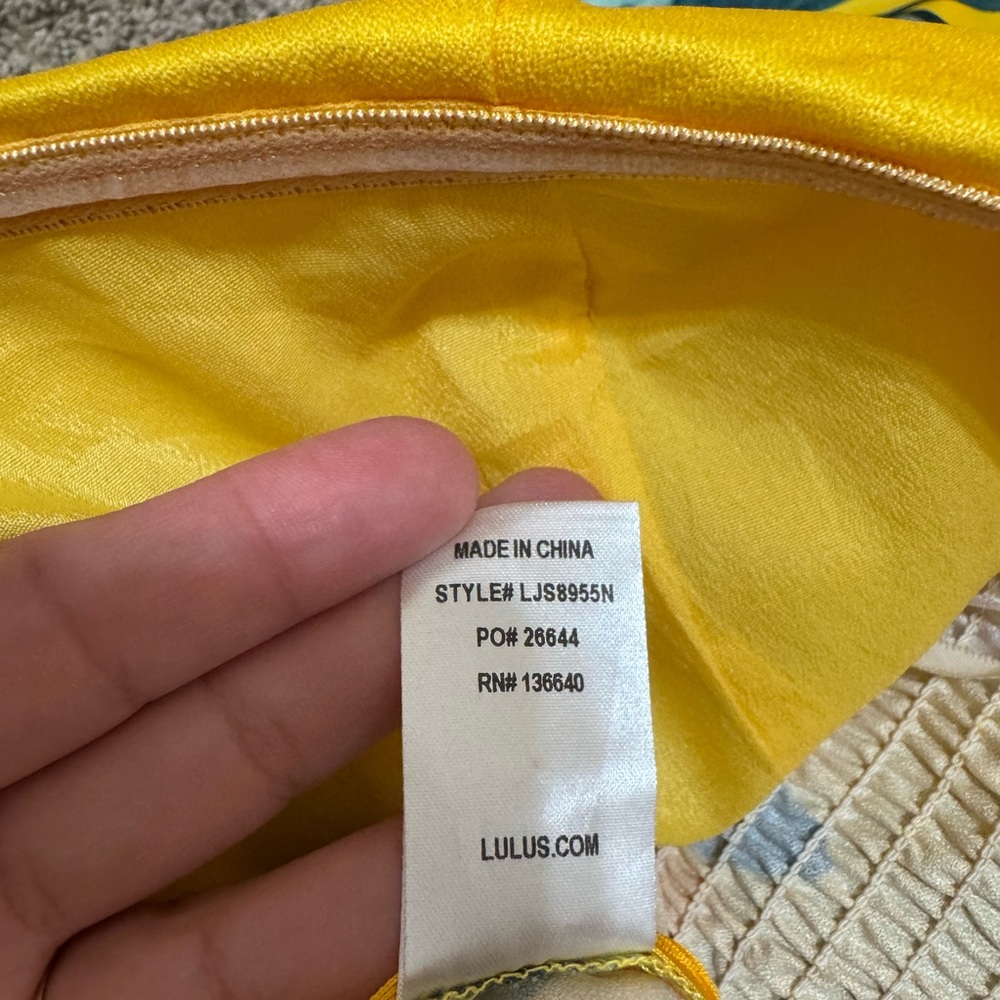 Lulu's Yellow Tropical Strapless Wide-Leg Jumpsuit NWOT - Picture 10 of 11
